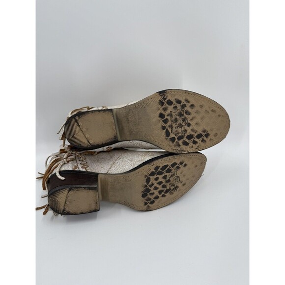 Circle G Women’s White Tan Fringe Booties Ankle Boots Size 8 Excellent UC - Picture 12 of 12